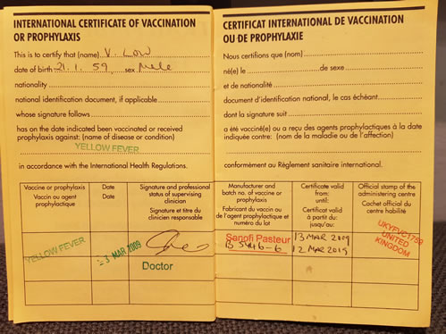yellow fever vaccination certificate uganda